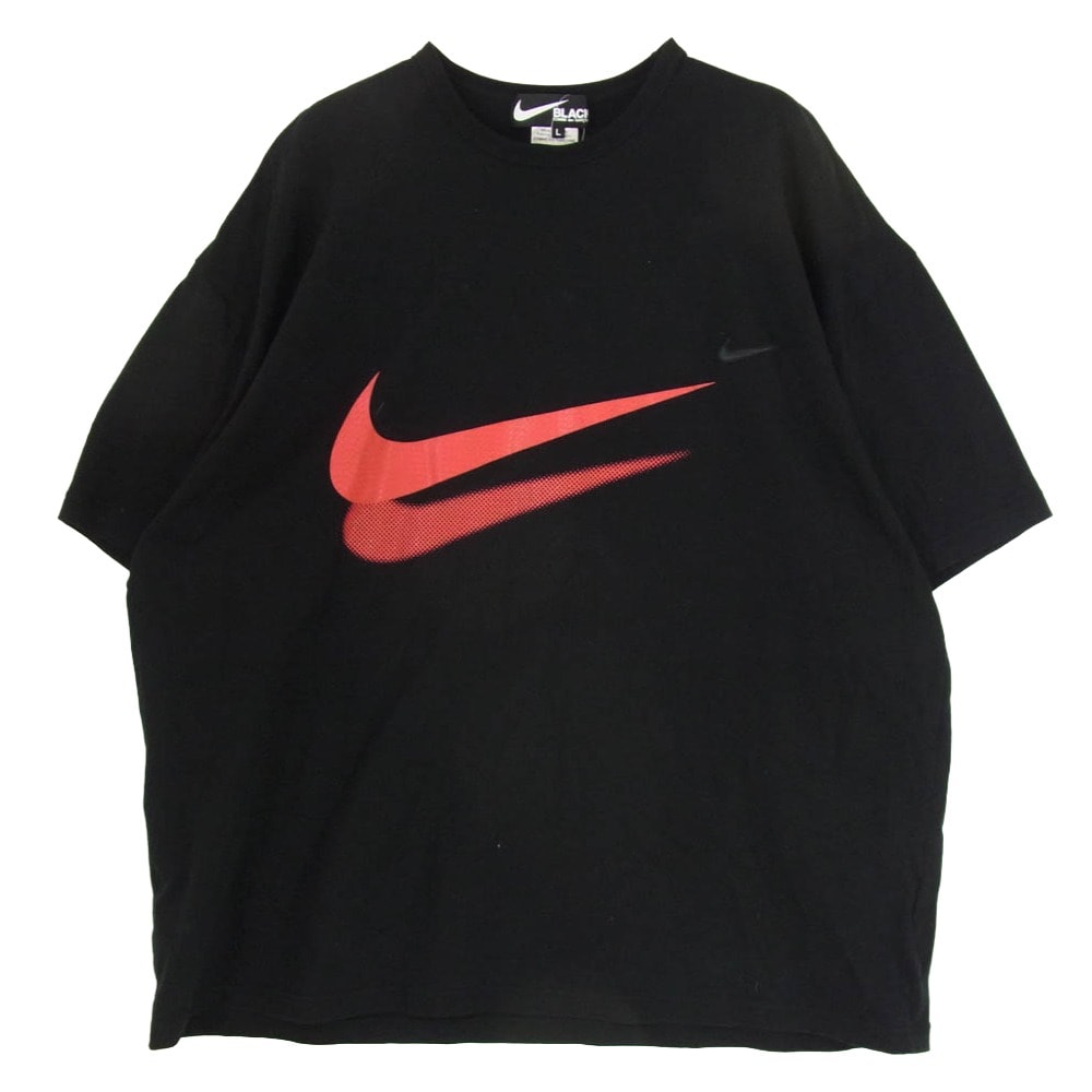 BLACK COMME des GARCONS ブラックコムデギャルソン Tシャツ 1L-T101 AD2023 スウッシュ オーバーサイズ 半袖 Tシャツ カットソー ブラック系 L【中古】