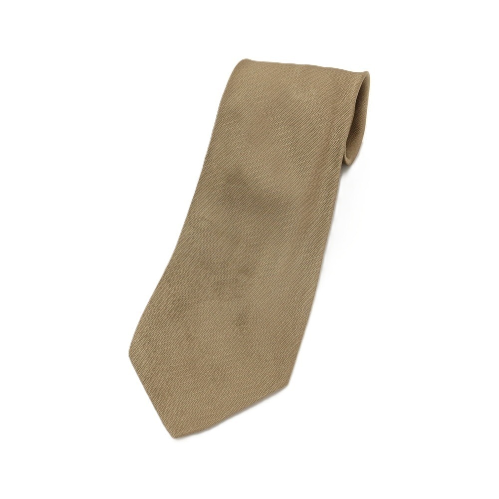 【中古】グッチ GUCCI シルク 無地ネクタイ カーキ【メンズ】