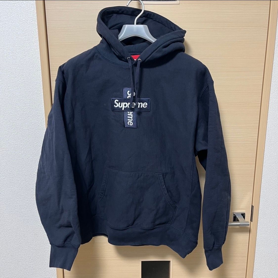 Supreme Cross Box Logo Hooded Sweatshirt "Navy"