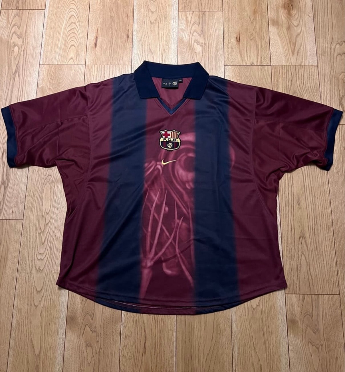 Travis Scott Cactus Jack x Nike x FC Barcelona Retro 2000/01 Home Skeleton Jersey "Burgundy"