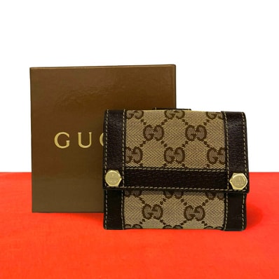 GUCCI グッチ ロゴ 金具 GG 柄 キャンバス レザー 二つ折り財布 ブラウン
20246