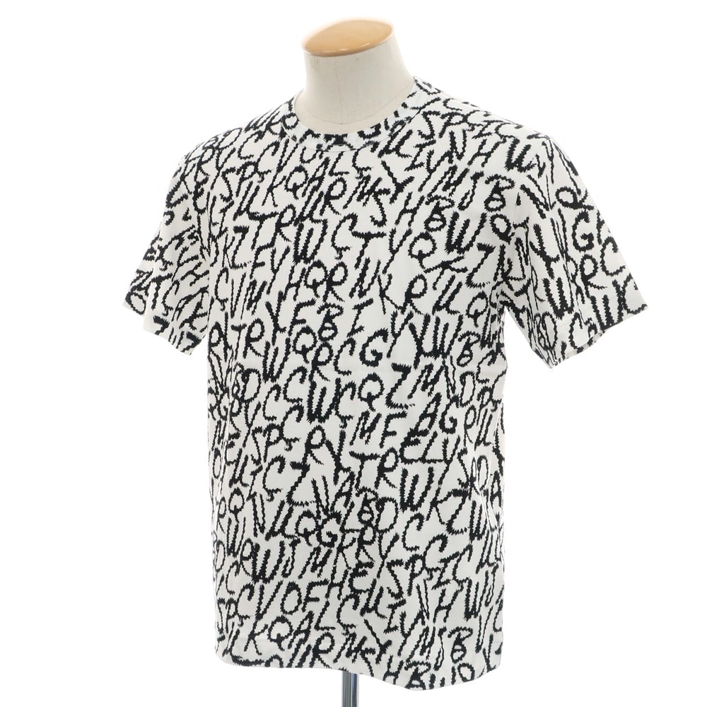 【中古】コムデギャルソン オムドゥ COMME des GARCONS HOMME DEUX 2024年秋冬 コットン クルーネック 半袖Tシャツ ホワイトxブラック【サイズS】【メンズ】