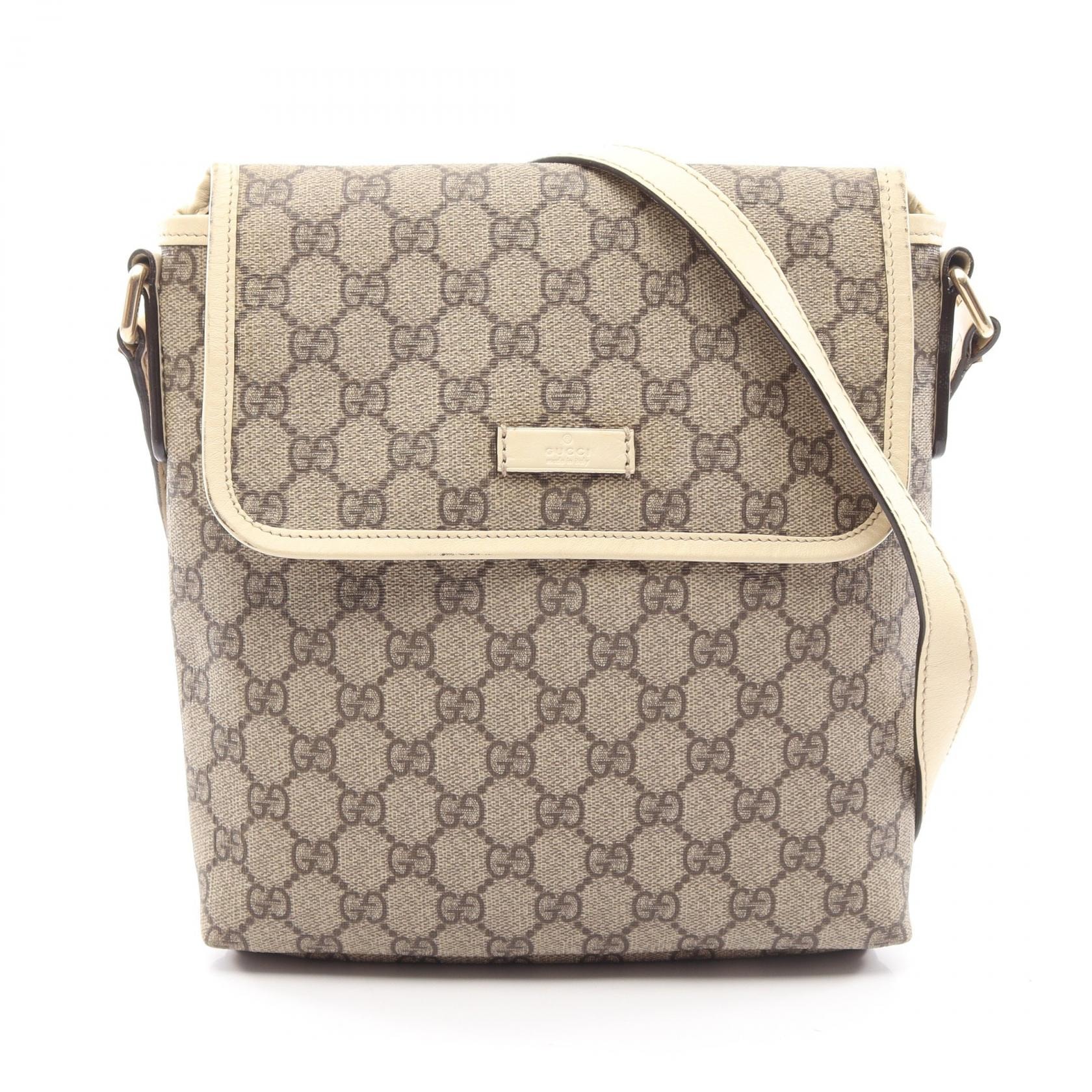 グッチ GUCCI GGスプリーム ショルダーバッグ バッグ PVCコーティングキャンバス レザー レディース ベージュ系 / ブラウン系 / アイボリー系 223666 【中古】