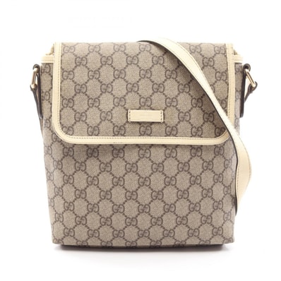 グッチ GUCCI GGスプリーム ショルダーバッグ バッグ PVCコーティングキャンバス レザー レディース ベージュ系 / ブラウン系 / アイボリー系 223666 【中古】