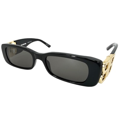 BALENCIAGA バレンシアガ サングラス アイウェア 眼鏡 Dynasty Rectangle 621643 アセテート ブラック 黒 ゴールド金具 レディース 美品【中古品】