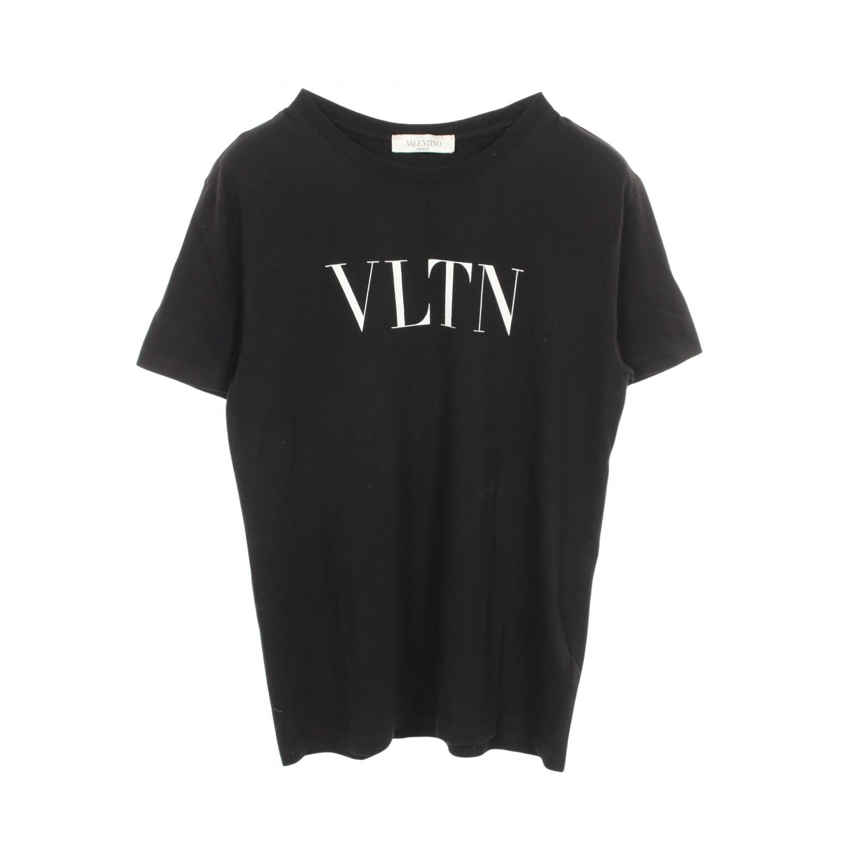 ヴァレンチノ Valentino VLTNロゴ プリント クルーネック 半袖Tシャツ 衣料品 トップス コットン メンズ ブラック系 【中古】