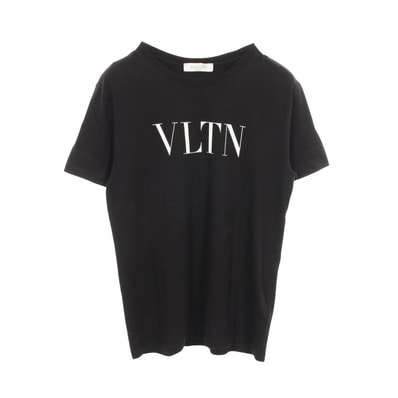 ヴァレンチノ Valentino VLTNロゴ プリント クルーネック 半袖Tシャツ 衣料品 トップス コットン メンズ ブラック系 【中古】