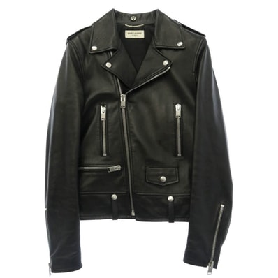SAINT LAURENT サンローラン 397290 Y5YA1 国内正規品 エディ期 ラムレザー 羊革 L01 クラシック モーターサイクル ダブル ライダース レザー ジャケット ブラック系 44【中古】
