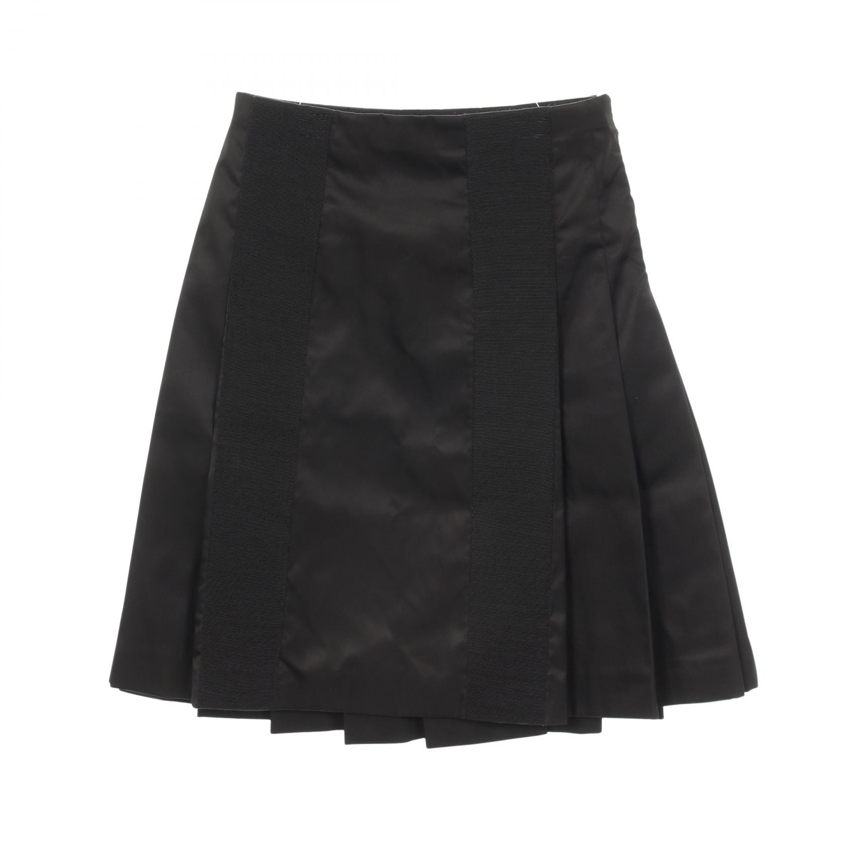 プラダ PRADA プリーツ スカート 衣料品 ボトムス ナイロン レディース ブラック系 【中古】