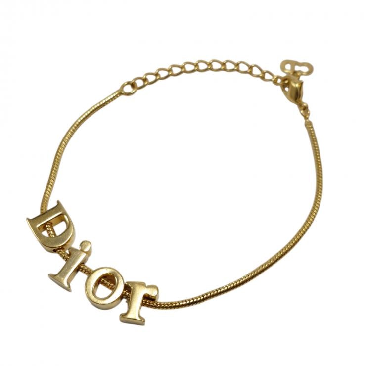 Christian Dior クリスチャンディオール ブレスレット ディオールロゴ ゴールド調 レディース ★良品★