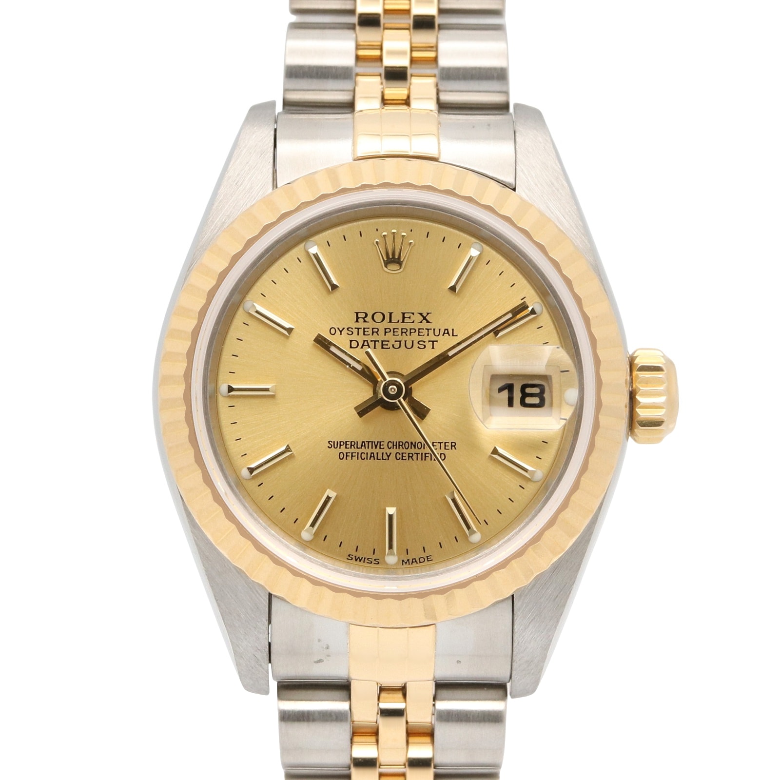 ロレックス ROLEX デイトジャスト P番 腕時計 時計 K18(イエローゴールド) ステンレススチール レディース ゴールド系 シャンパン/バー 79173 【中古】