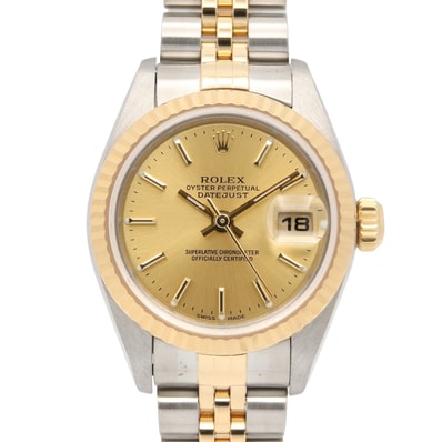 ロレックス ROLEX デイトジャスト P番 腕時計 時計 K18(イエローゴールド) ステンレススチール レディース ゴールド系 シャンパン/バー 79173 【中古】