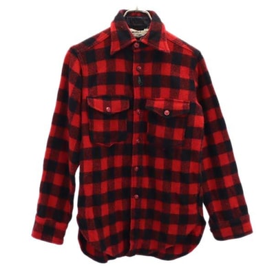 WOOLRICH ウールリッチ 70s ヴィンテージ ウールブレンド チェック柄 長袖 シャツ S 赤系