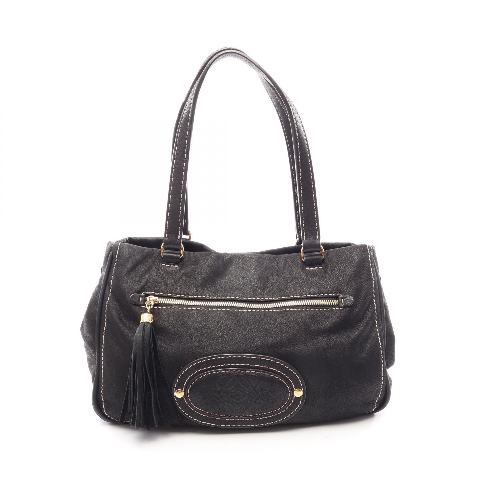 ロエベ LOEWE マドリード アナグラム ハンドバッグ バッグ レザー レディース ブラック系 【中古】