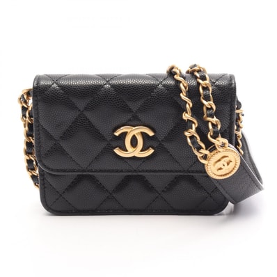 シャネル CHANEL マトラッセ カードケース ショルダーバッグ バッグ キャビアスキン(グレインドカーフ) レディース ブラック系 【中古】