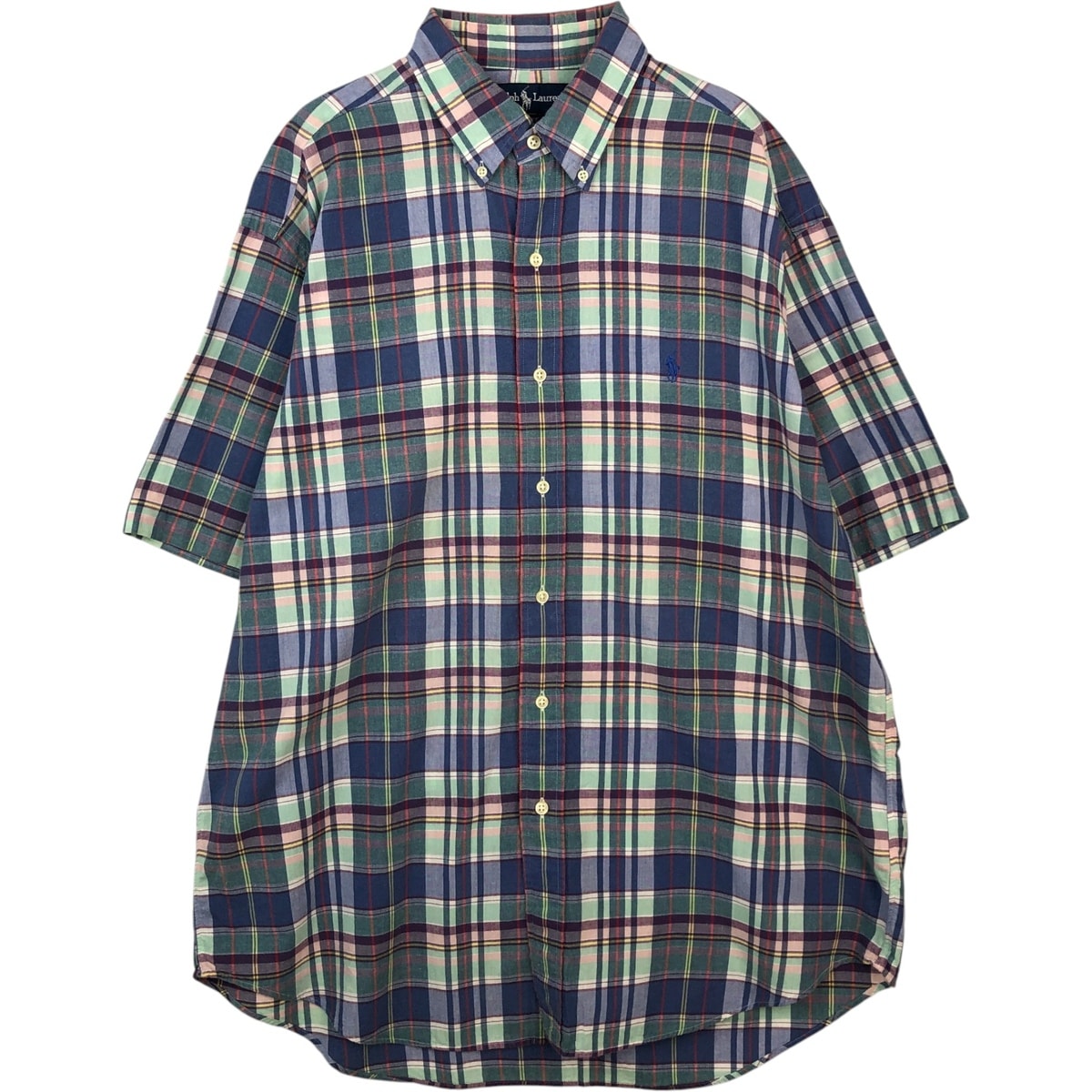 古着 ラルフローレン Ralph Lauren BLAKE 半袖 ボタンダウン チェックシャツ メンズL相当 ボタンダウン/eaa641148