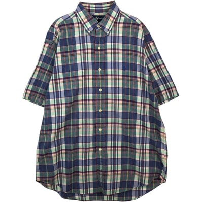 古着 ラルフローレン Ralph Lauren BLAKE 半袖 ボタンダウン チェックシャツ メンズL相当 ボタンダウン/eaa641148