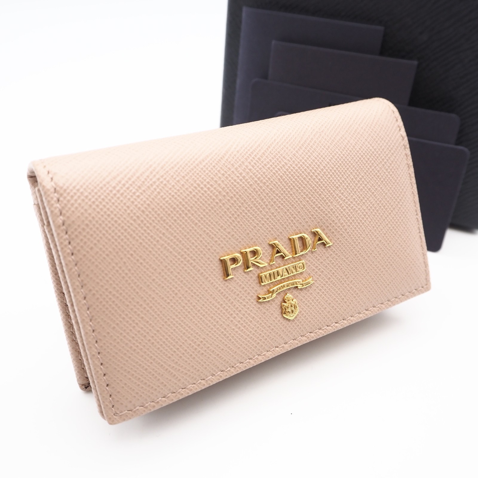 極美品 PRADA プラダ サフィアーノ レザー カードケース 1MC122 カードケース ベージュ サフィアーノ レディース