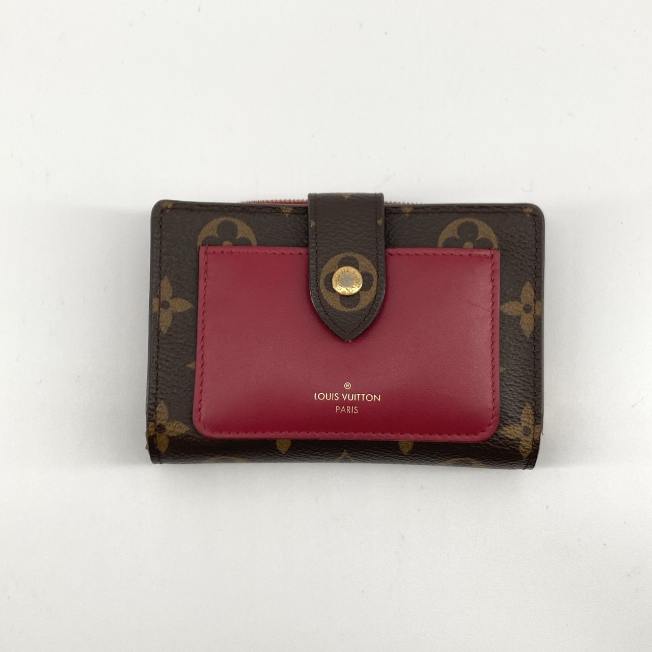 LOUIS VUITTON(ルイ・ヴィトン) ポルトフォイユ ジュリエット フューシャ モノグラムキャンバス  / カウハイドレザー M69433 二つ折り財布 ブラウン×レッド