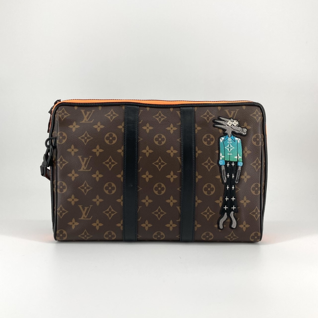 LOUIS VUITTON(ルイ・ヴィトン) キーポル ポーチ LVフレンズ レザー 2WAY M12601 クラッチバッグ ブラウン×オレンジ