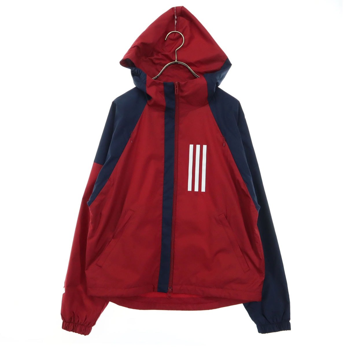 美品 adidas アディダス ワンポイントロゴ 長袖 ウィンドブレーカー L レッド系