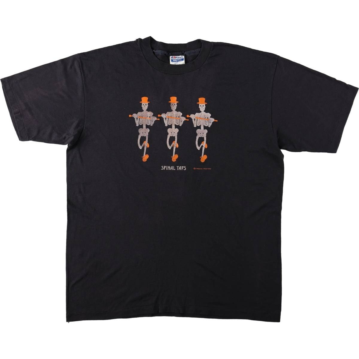 古着 80年代 ヘインズ Hanes SPINAL TAPS スパイナルタップ ドクロ柄 スカル柄 映画 ムービーTシャツ メンズXL相当 ヴィンテージ/eaa674212