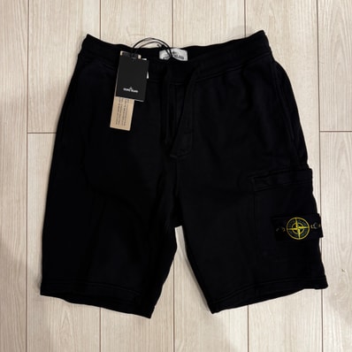 Stone Island Organic Cotton Fleece Bermuda Shorts "Black"