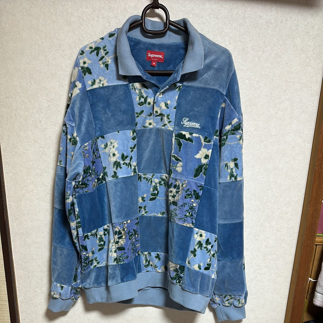 Supreme Floral Patchwork Velour L/S Polo 