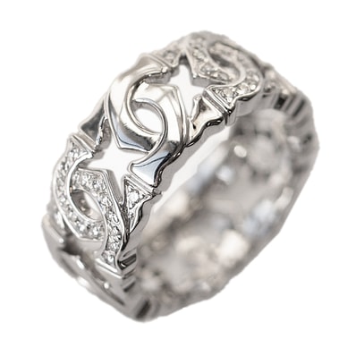 【美品】 CARTIER カルティエ アントルラセ ダイヤモンド ホワイトゴールド 18金 K18WG Au750 リング 指輪 ジュエリー レディース サイズ 約13号 #53 証明書付属
