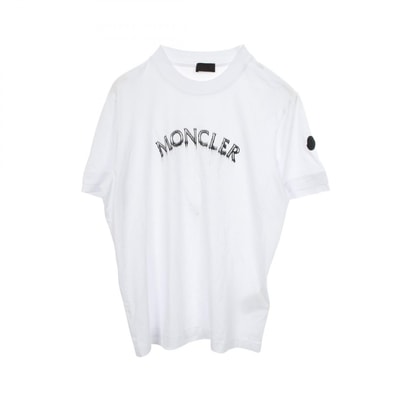 モンクレール MONCLER ロゴプリント 半袖Tシャツ 衣料品 トップス コットン メンズ ホワイト系 8C00002 【中古】
