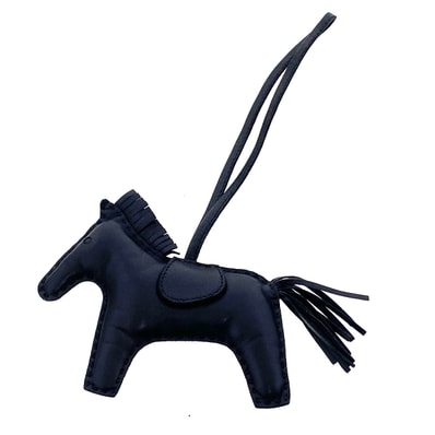 HERMES エルメス ロデオMM チャーム チャーム 064930CA ラムスキン ブラック レディース【中古】