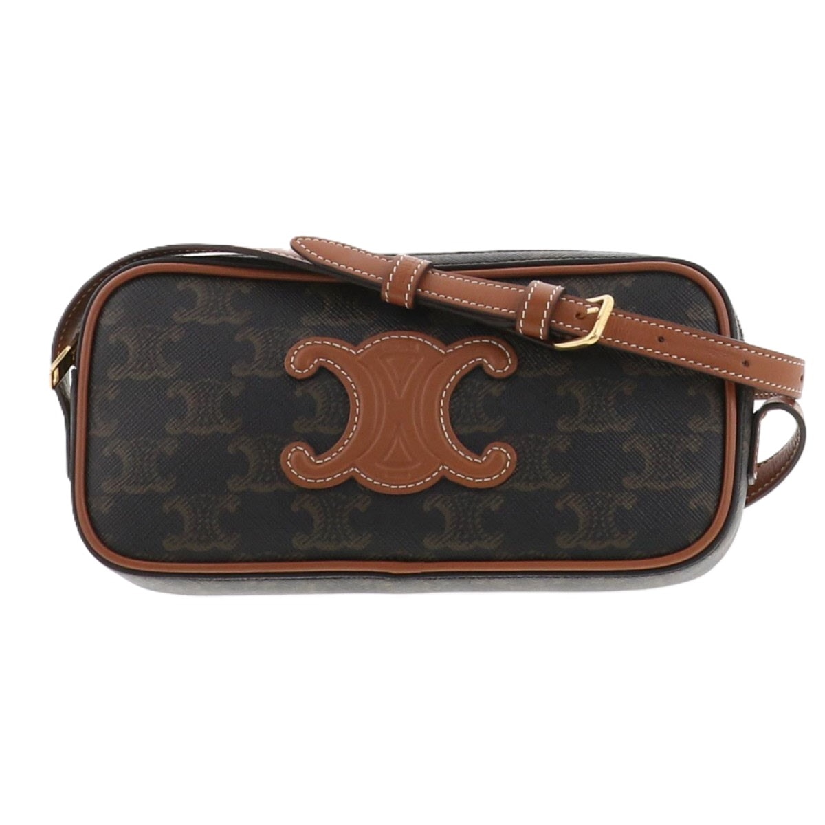 【値下げ】CELINE セリーヌ トリオンフ ショルダーバッグ ショルダーバッグ PVC ブラウン  レディース【中古】