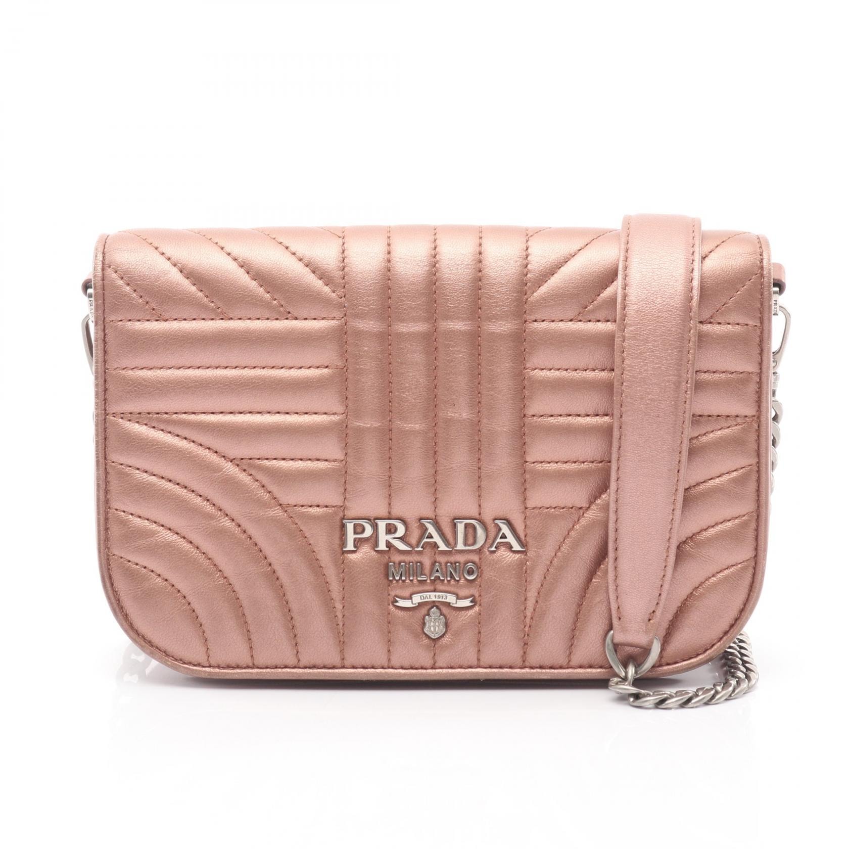 プラダ PRADA NAPPA IMPUNTURE ショルダーバッグ バッグ レザー レディース ピンク系 【中古】