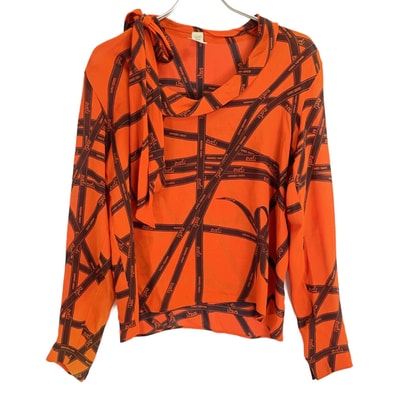 エルメス マルジェラ期 ボルデュックリボン シルク ボウタイブラウス 34