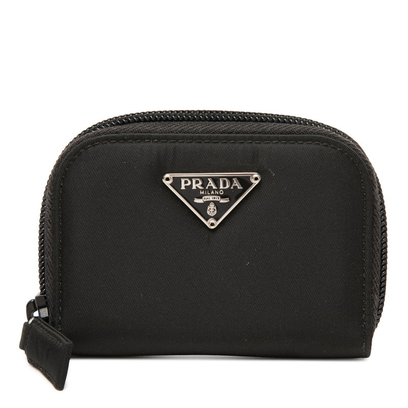 プラダ 三角ロゴプレート コインケース 小銭入れ M268 ブラック ナイロン レディース PRADA 【中古】