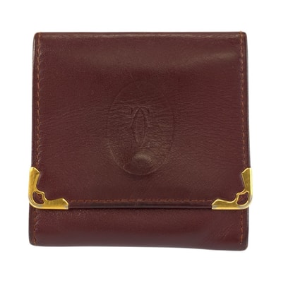 美品 CARTIER カルティエ マストライン ボルドー ゴールド金具 レザー コインケース 小銭入れ 602059 【中古】
