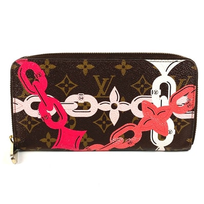 ルイヴィトン LOUIS VUITTON ジッピー・ウォレット M41905 モノグラムベイ チェーンプリント ロングウォレット ラウンドファスナー 財布 長財布 モノグラムキャンバス ブラウン