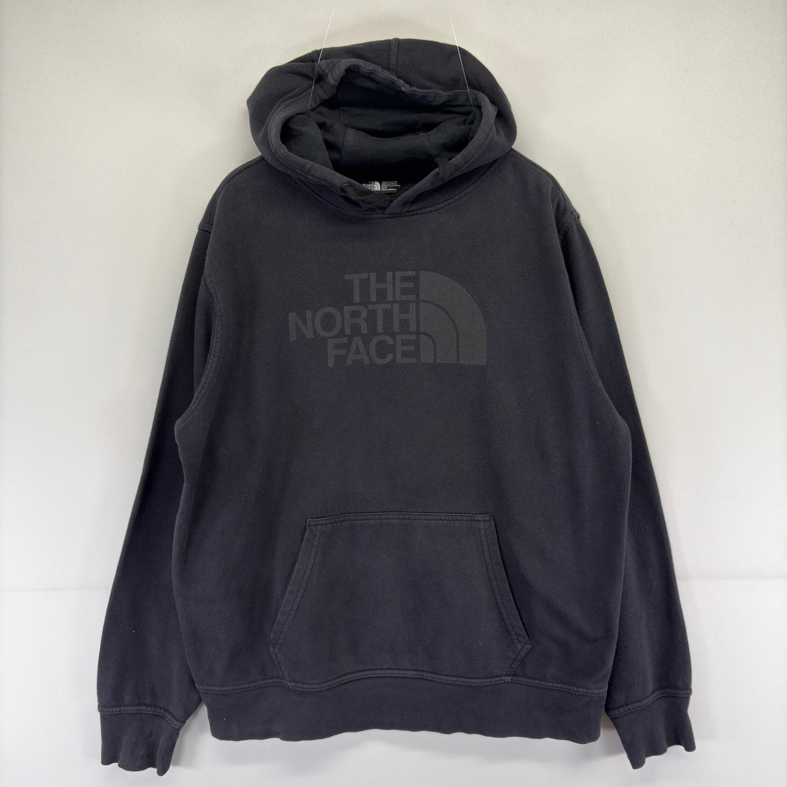 古着 ザ・ノースフェイス THE NORTH FACE パーカー スウェット プリント プルオーバー ロゴ M ブラック 無地 メンズ