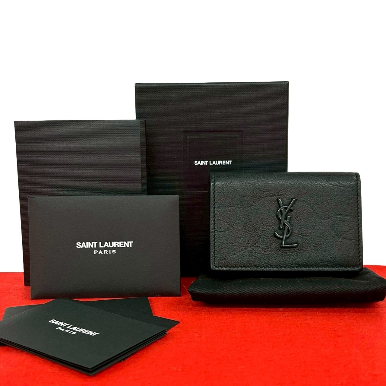 Yves Saint Laurent 三つ折り財布 ブラック SAINT LAURENT サンローラン 財布 レディース ブランド 三つ折り財布