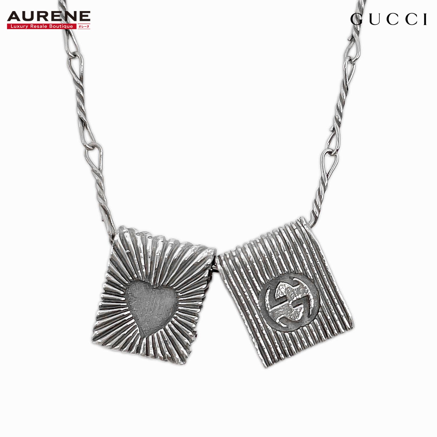 GUCCI グッチ インターロッキング ハート ネックレス
 ペンダント SV925 シルバー 新品仕上済 レディース
 【中古】