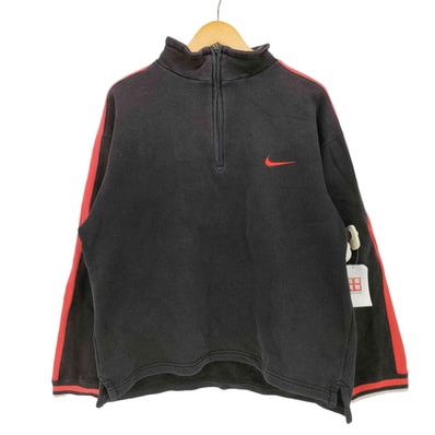 90S 白タグスウッシュ刺繍 ハーフジップ プルーバー スウェット【1140436616020】