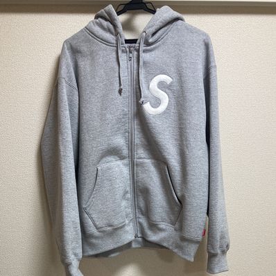Supreme S Logo Zip Up Hooded Sweatshirt "Heather Grey" (23FW)