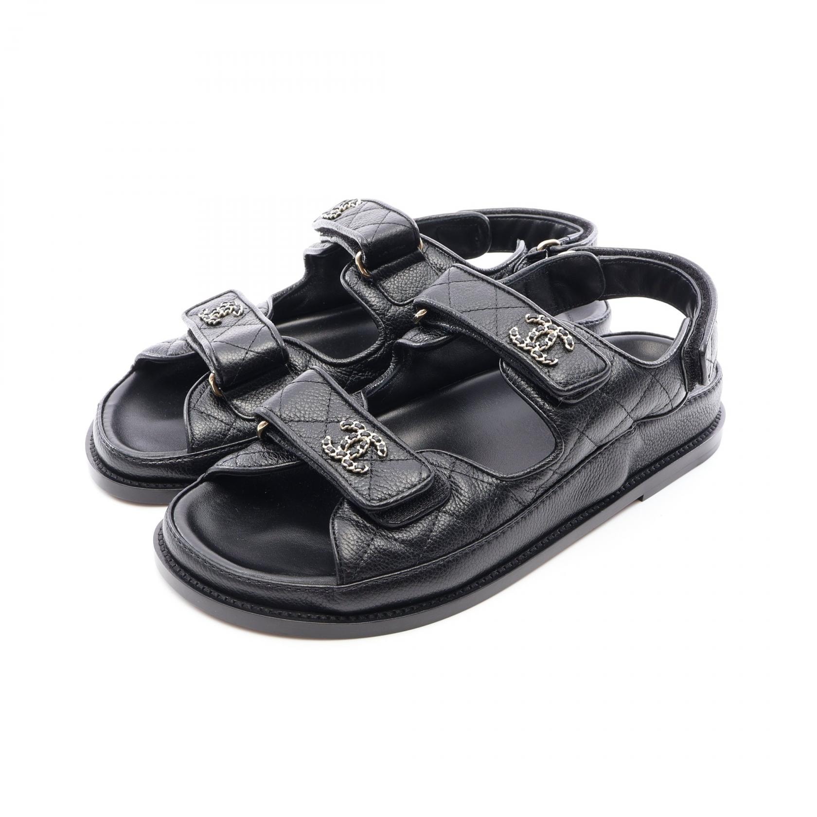 シャネル CHANEL 19 ディズヌフ サンダル 靴 レザー レディース ブラック系 G35927 【中古】