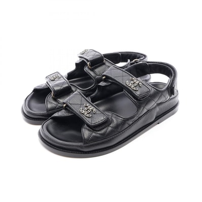 シャネル CHANEL 19 ディズヌフ サンダル 靴 レザー レディース ブラック系 G35927 【中古】