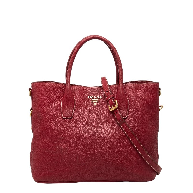 プラダ トートバッグ ショルダーバッグ 2WAY レッド レザー レディース PRADA 【中古】