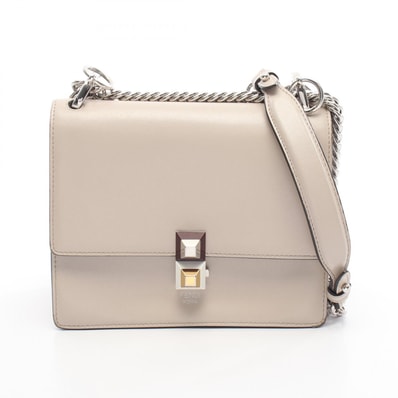 フェンディ FENDI MINI KAN I ミニ キャナイ ショルダーバッグ バッグ レザー レディース ベージュ系 8M0381 【中古】