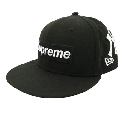 Supreme シュプリーム NEW ERA ニューエラ 21AW × New York Yankees Box Logo New Era 7 3/8 ニューヨーク ヤンキース ボックス ロゴ キャップ ブラック系【中古】