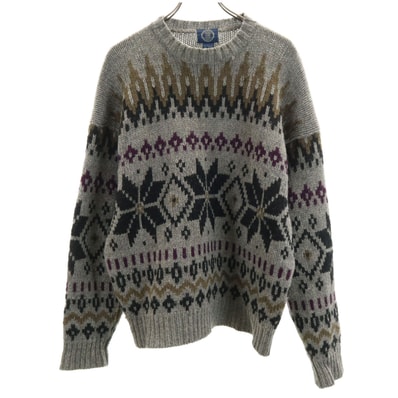 GAP ギャップ 80s ヴィンテージ 総柄 長袖 セーター L グレー ニット