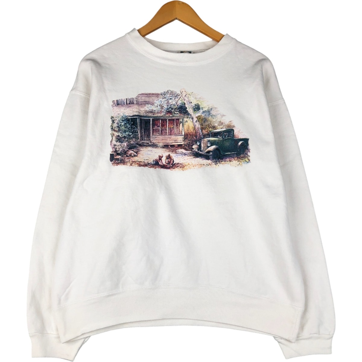 古着 リー Lee プリントスウェットシャツ トレーナー USA製 メンズL相当 ヴィンテージ/eaa418735