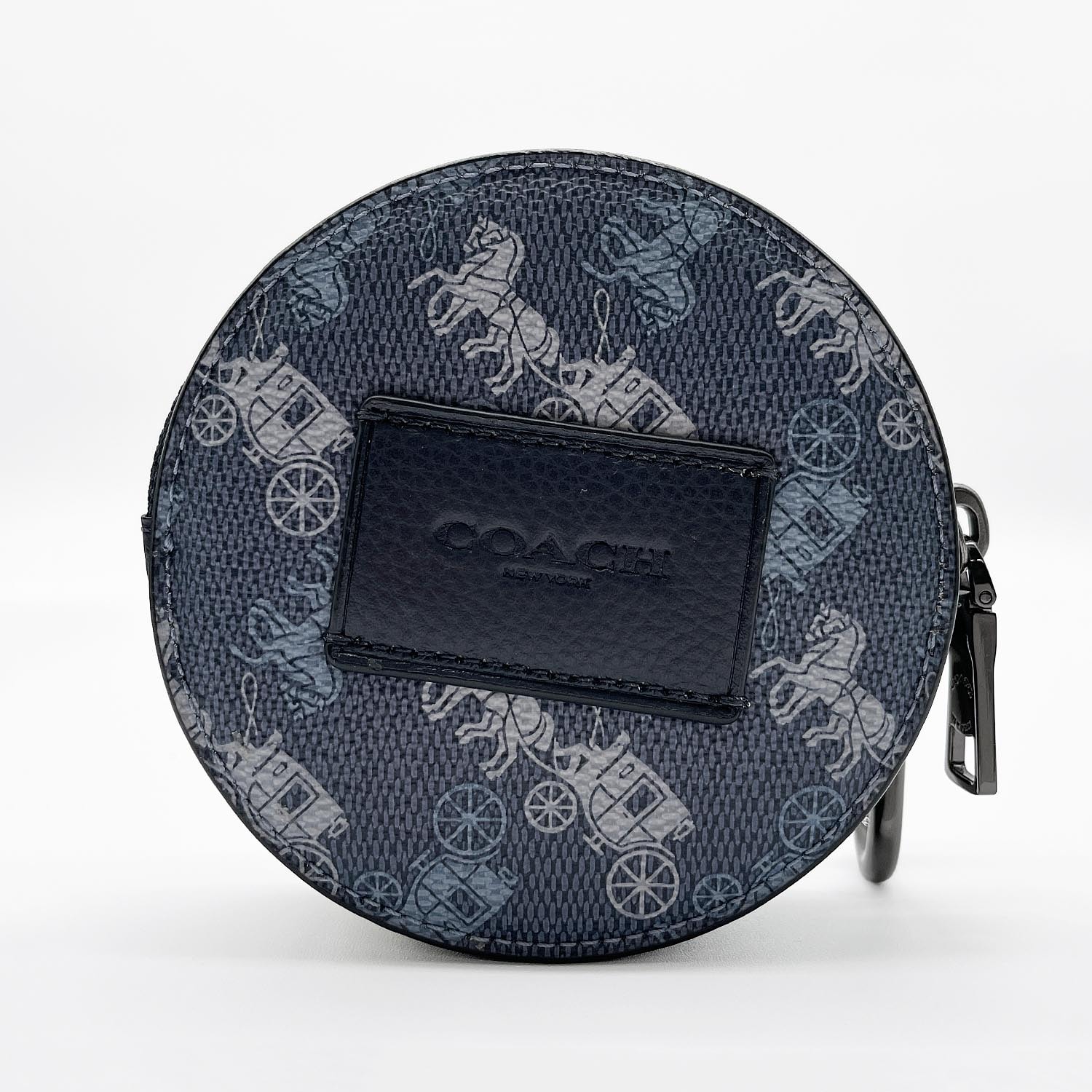 COACH コーチ ラウンド コインケース
 コーティングキャンバス ブルー メンズ
 【中古】